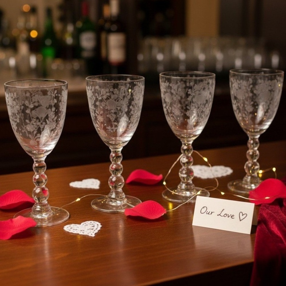 Duncan Miller First Love Sherry Wine Glasses Goblets Set of 4